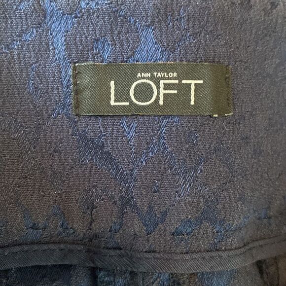 Ann Taylor Loft Marisa Womens Ankle Navy Blue Textured Animal Print Pants - Picture 12 of 16
